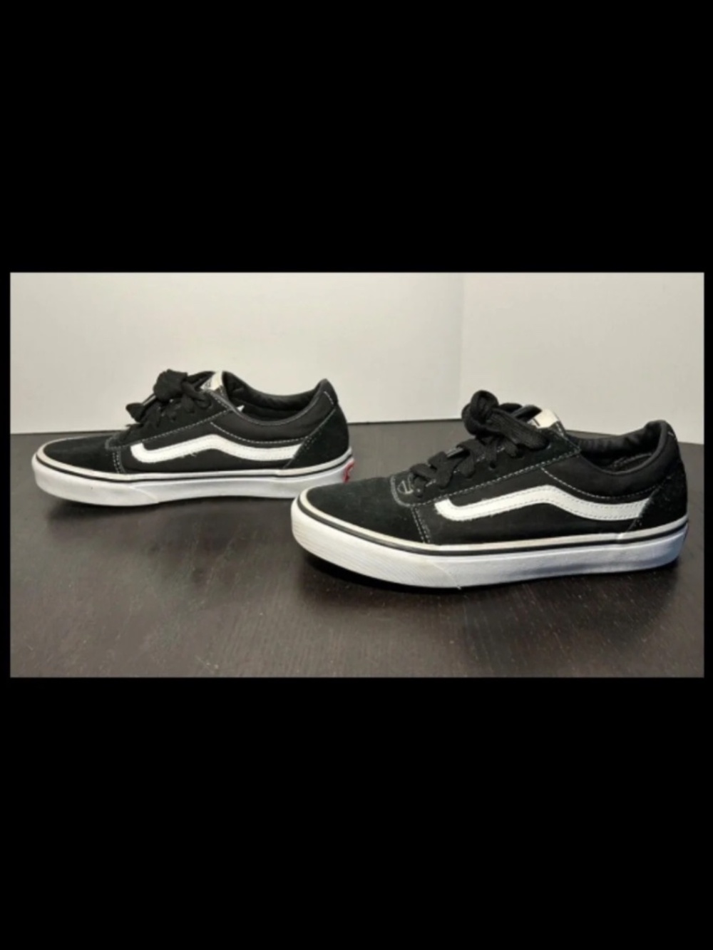 Vans Off The Wall Old Skool Black Suede Skateboarding Shoes SneakersYouth Size 5